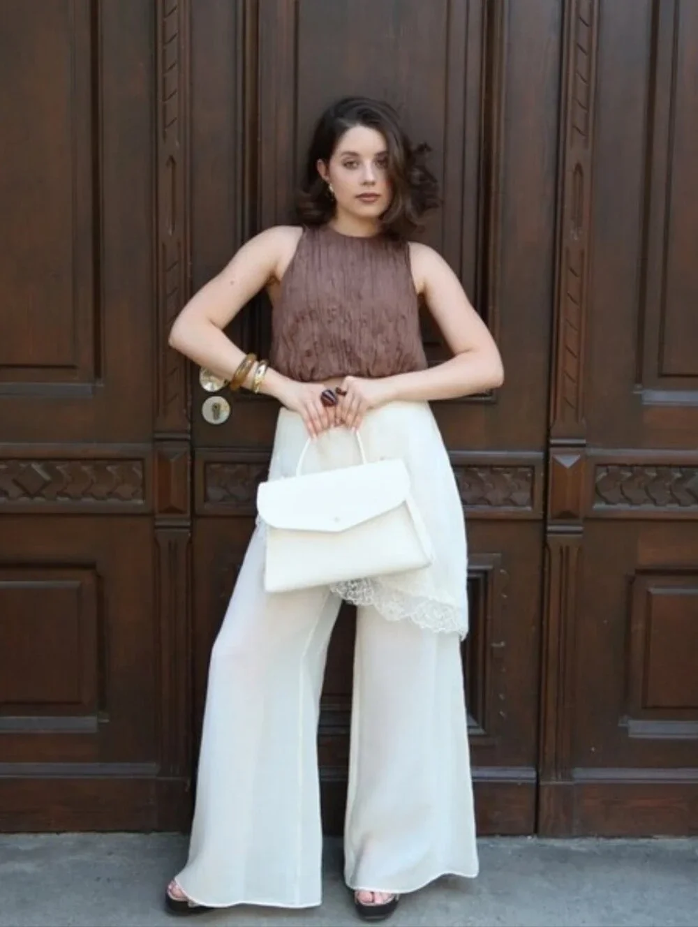 Zara Wide Leg Pareo Pants With Lace Size L